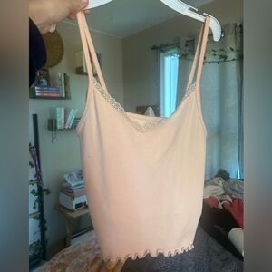 Baby pink American Eagle tank top with lace trim